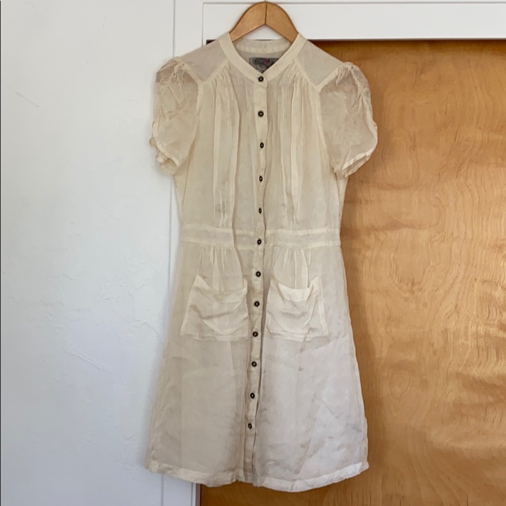 Anthropologie Ivory Button Down Dress